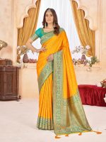 Mehrang Women's Pure Kanjivaram Silk Saree Banarasi Silk Wedding Sarees for Women with Blouse Piece - Image 2