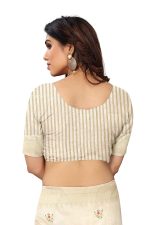 SERONA FABRICS Women's Assam Cotton Silk With Golden Border Thread Embroidered Work Saree With Blouse Piece - Image 6