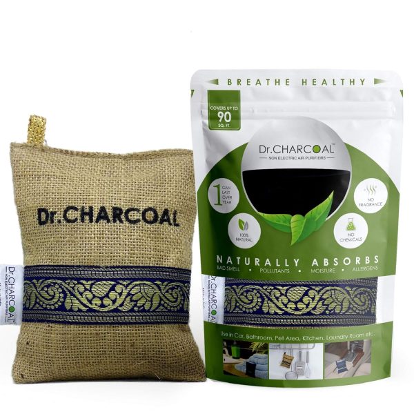 Dr. CHARCOAL Activated Carbon Air Purifier Bag to remove Odor and Moisture from Car, Bathroom and Kitchen - 200 Grams (Classic Khaki)