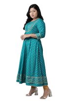 Yash Gallery Women's Cotton Blend Relaxed Fit Anarkali Floral Printed Kurta - Image 3