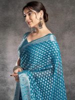 Satrani Women's Georgette Banarasi Jacquard Saree with Unstitched Blouse Piece - Image 4