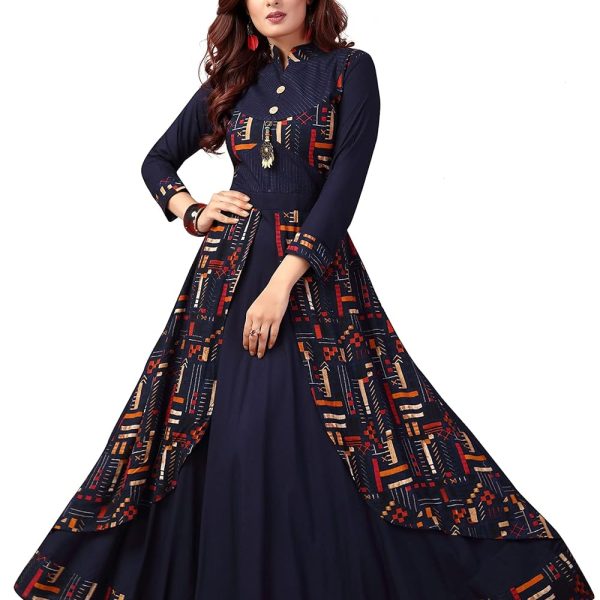 madhuram textiles Women Rayon A-Line Long Kurti(M-2082)