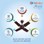 Bajaj Maxima 600 MM Ceiling Fan | High Speed | Double Ball Bearing | Quick-start High Torque Motor | 2-Yr Warranty 【Brown】 - Image 3