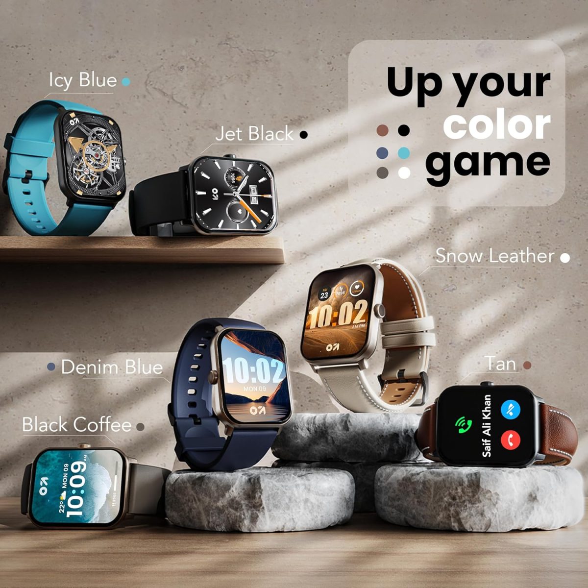 GOBOULT Drift+ Smart Watch 1.85''HD Screen, Bluetooth Calling, IP67, 500 Nits Brightness,150+ Watchfaces, AI Voice Assistant, SpO2 Monitoring, 100+ Sports Mode Smartwatch (Snow Leather) - Image 9
