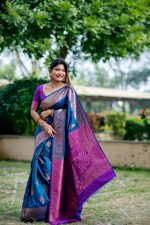 SATIKA VASTRAM Women's Kanjivaram Pure Soft Silk Handloom Saree with Pure Golden Zari and Unstitched Blouse Piece - Image 4