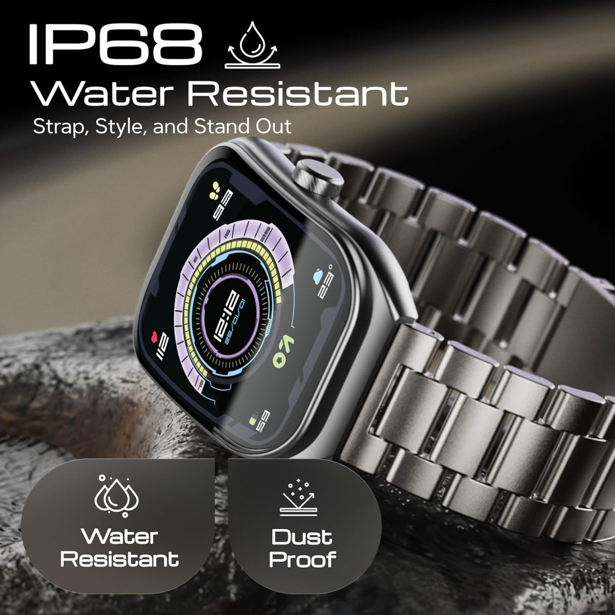 Boult Newly Launched Trail Pro Smartwatch 2.01'' 3D Curved Screen+AMOLED, BT Calling 5.3, 600 Nits Brightness, IP68, 250+ Watchfaces, 120+ Sports Modes, AI Voice Assistant, SpO2 Tracking (Chrome) - Image 9