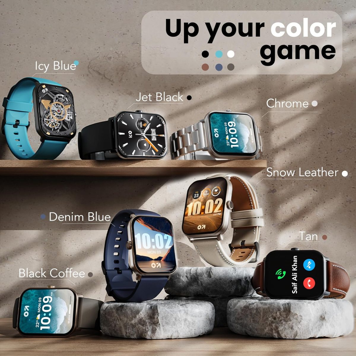 GOBOULT Drift+ Smart Watch 1.85''HD Screen, Bluetooth Calling, IP68, 500 Nits Brightness,150+ Watchfaces, AI Voice Assistant, SpO2 Monitoring, 100+ Sports Mode Smartwatch (Chrome) - Image 8
