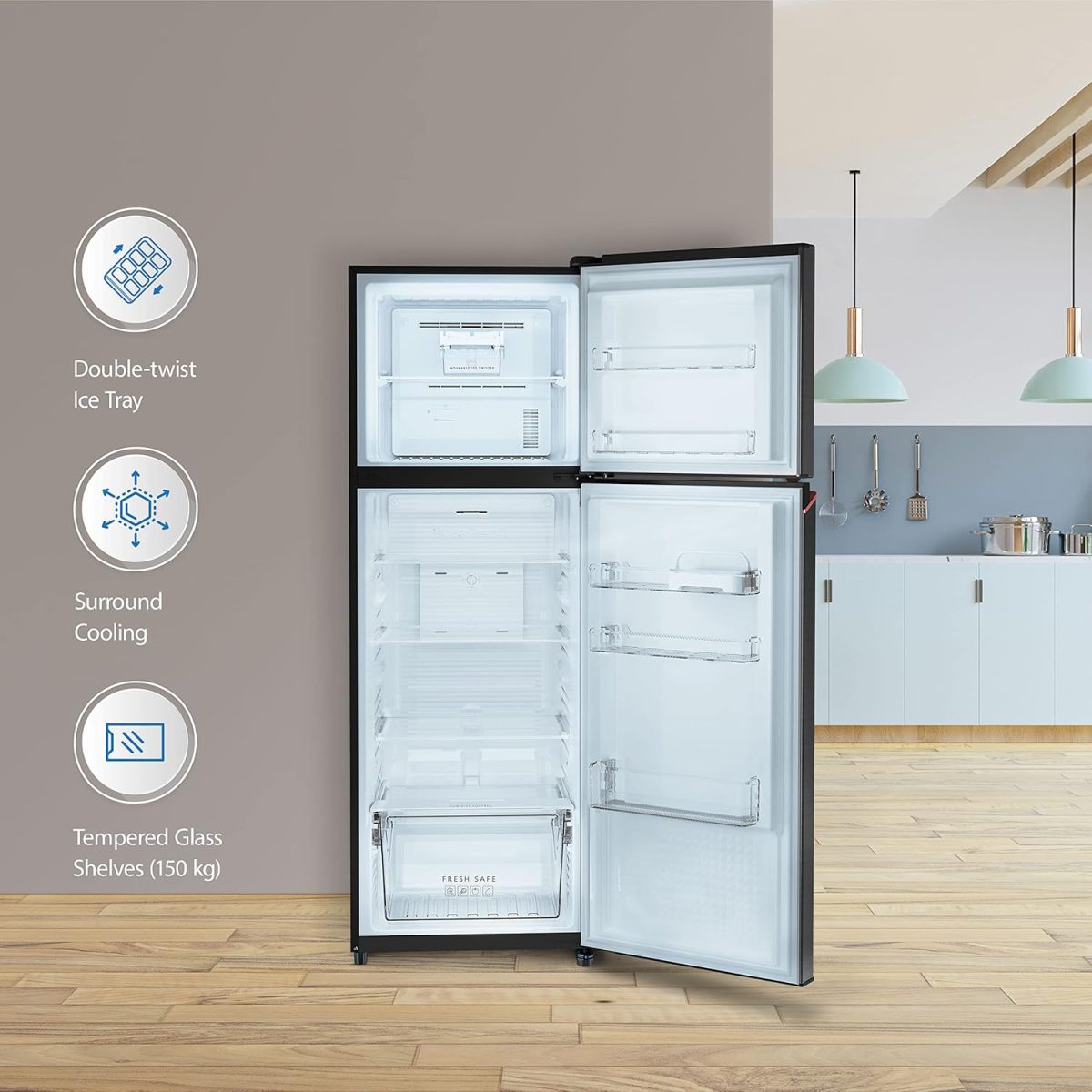 Panasonic 338 L 3 Star Prime Convertible 6-Stage Smart Inverter Frost-Free Double Door Refrigerator (NR-TG355CPKN, Diamond Black, Jumbo Fresh Vegetable Basket, Net Capacity 304L) - Image 5