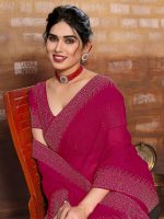 SIRIL Women's Hot Fixing Georgette Saree with Unstitched Blouse Piece - Image 6