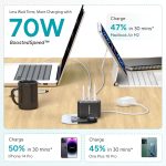 Ambrane 70W Fast Charging Adapter Gan Charger,3 Ports (2 Type C & 1 USB),BIS Certified,for iPhone 16/15/14 Samsung,Type C Laptops: MacBook,Dell,ASUS,Fast Charger PD Technology (Charge 70),Black - Image 4