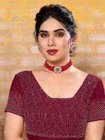 SIRIL Women's Hot Fixing Georgette Saree with Unstitched Blouse Piece - Image 7