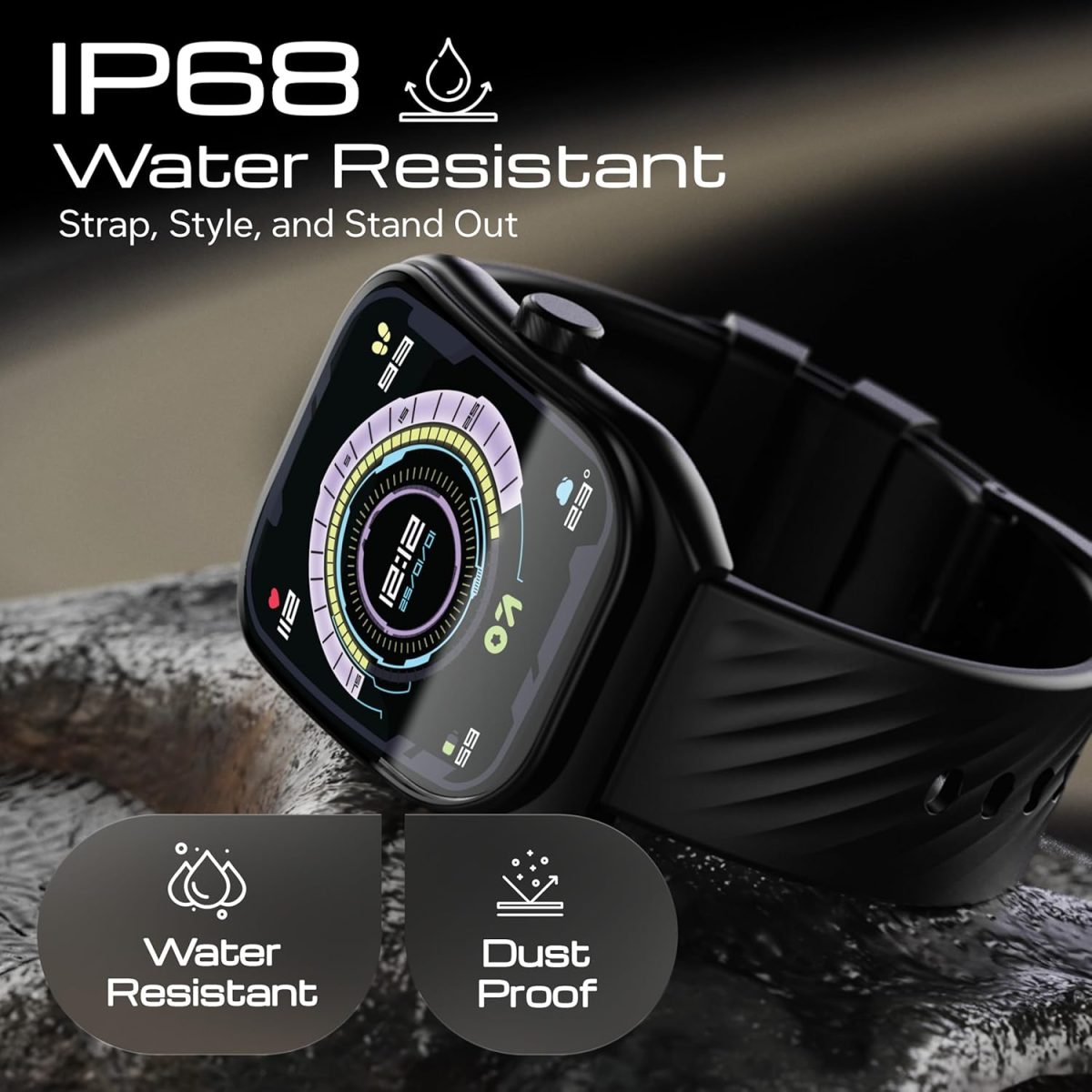 Boult Trail Pro Smartwatch 2.01'' 3D Curved Screen+AMOLED, BT Calling 5.3, 600 Nits Brightness, IP68, 250+ Watchfaces, 120+ Sports Modes, AI Voice Assistant, SpO2 Tracking (Pure Black) - Image 9