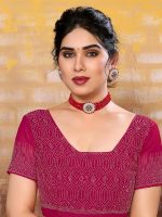 SIRIL Women's Hot Fixing Georgette Saree with Unstitched Blouse Piece - Image 7