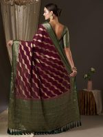 AKHILAM Women's Woven Design Ethnic Motif Georgette Kanjeevaram Saree With Unstiched Blouse Piece (ARYA1301_FL_Parent) - Image 3