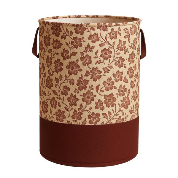 HOMFIL Brand - Laxis 45L Printed Laundry Bag for Clothes Foldable with Easy Carry Handles, Non Woven Laundry Basket for Clothes, Toys, Storage, Clothes Basket Storage Organizer - Brown