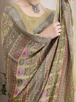 AKHILAM Women's Crepe Botanical Printed Saree With Unstitched Blouse (VIVNTA34301A_TFH_Parent) - Image 5