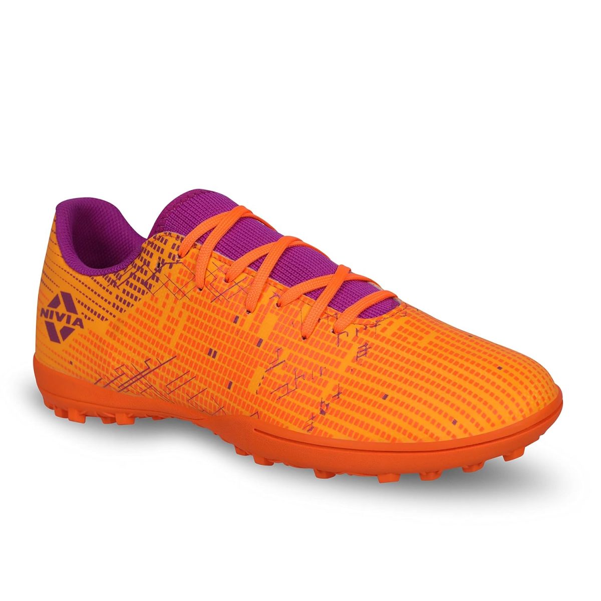 Nivia Rabona 2.0 Turf Football Shoes for Mens, Rubber Stud with PVC Synthetic Leather, Soft Cushion die Cut N R eva Sockliner, Light Weight die Cut Insole (Neon Citrus/Festival Fuchsia) - Image 8