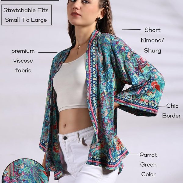 KE KANHA EXPORTS Shrugs for Women Stylish | Cover up on Jeans Tops for Women | Western Beach Outfits | Summer Clothes | Kimono Length Option Short | Medium | Long