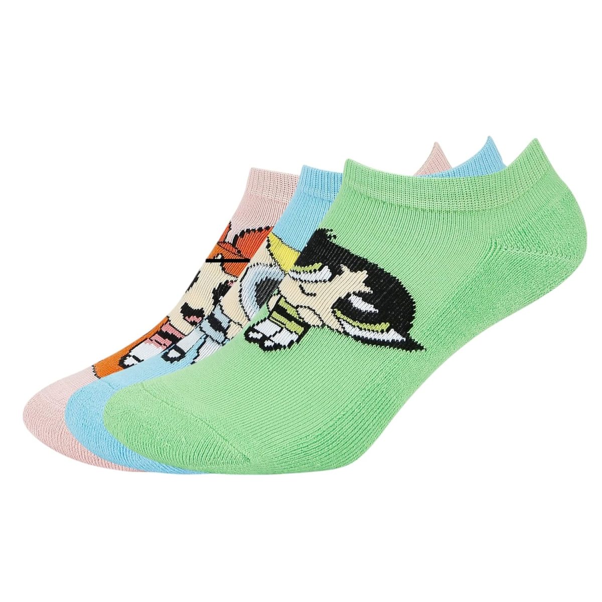 SocksXpress Powerpuff Girls Women's Cushioned Lowcut Ankle Socks- Pack of 3, Multicolor (Free Size) - Image 2