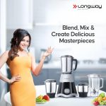 Longway Super Dlx 4 Jar 750 Watt Mixer Grinder - Black & Grey | ABS body | Heavy Duty Motor | Nano-grinding technology | 304 Grade Stainless Steel Blade | Noise levels 80-90 DB |1 Years warranty - Image 2
