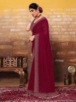 SIRIL Women's Hot Fixing Georgette Saree with Unstitched Blouse Piece - Image 2