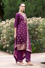 VredeVogel Viscose Rayon Silk Kurta Pant Set with Chiffon Dupatta for Women - Image 3
