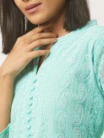 ZOLA Exclusive Georgette V Neck with 3/4th Sleeves and Calf Length Lucknowi Chikankari Ethnic Wear Straight Kurta for Women Pack of 1 - Image 6