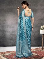 Satrani Women's Georgette Banarasi Jacquard Saree with Unstitched Blouse Piece - Image 3