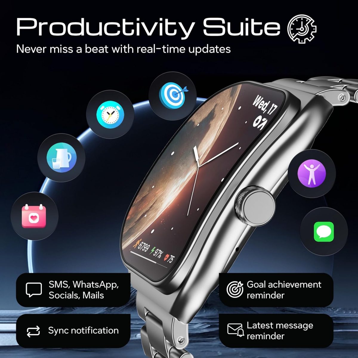 Boult Newly Launched Trail Pro Smartwatch 2.01'' 3D Curved Screen+AMOLED, BT Calling 5.3, 600 Nits Brightness, IP68, 250+ Watchfaces, 120+ Sports Modes, AI Voice Assistant, SpO2 Tracking (Chrome) - Image 14