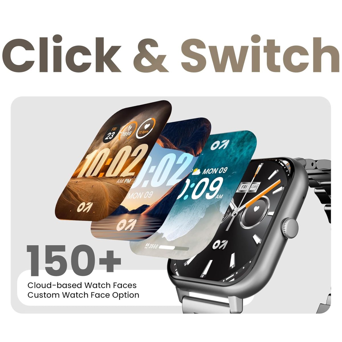 GOBOULT Drift+ Smart Watch 1.85''HD Screen, Bluetooth Calling, IP68, 500 Nits Brightness,150+ Watchfaces, AI Voice Assistant, SpO2 Monitoring, 100+ Sports Mode Smartwatch (Chrome) - Image 5