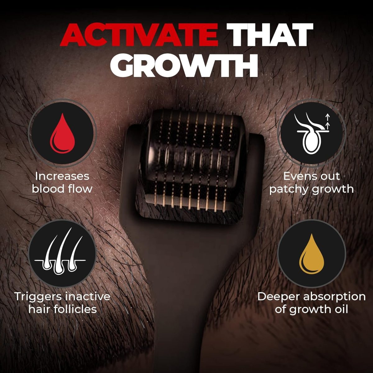 Beardo Beard & Hair Growth Oil 50ml & Derma Roller For Hair Growth 0.5 mm| Dermaroller | For Thicker & Longer Beard | Uneven, Patchy & Fast Beard Growth | For Stronger & Fuller Beard Hair - Image 5