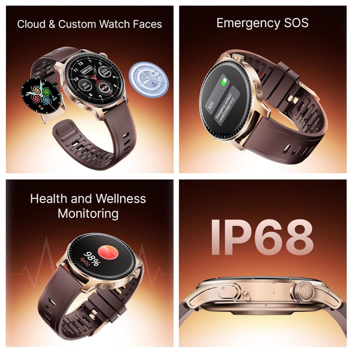boAt New Launch Ultima Prime Smartwatch with 1.43" AMOLED Display, Personalized Fitness Nudges, Functional Crown,100+ Sports Modes, Watch Face Studio (Royal Berry), Brown - Image 3