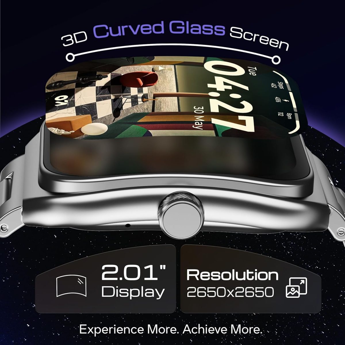 Boult Newly Launched Trail Pro Smartwatch 2.01'' 3D Curved Screen+AMOLED, BT Calling 5.3, 600 Nits Brightness, IP68, 250+ Watchfaces, 120+ Sports Modes, AI Voice Assistant, SpO2 Tracking (Chrome) - Image 3