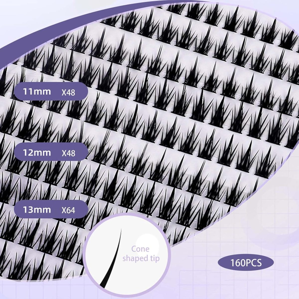 160 PCS Eye Lashes for Women, Natural Look False Eyelashes, Easy to Apply Cluster Lashes, Synthetic Fiber Eyelash Extension Kit for Daily Makeup and Special Occasions - Image 3