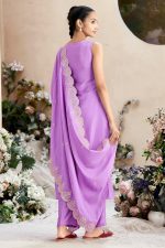 MOKOSH Women's Solid Chinon Embroidered V Neck Sleeveless Kurta and Pant with Dupatta Set - Image 3