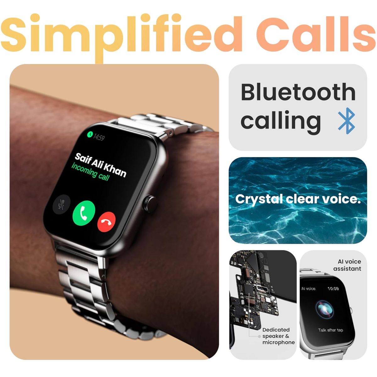 GOBOULT Drift+ Smart Watch 1.85''HD Screen, Bluetooth Calling, IP68, 500 Nits Brightness,150+ Watchfaces, AI Voice Assistant, SpO2 Monitoring, 100+ Sports Mode Smartwatch (Chrome) - Image 7