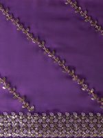 Satrani Women's Tissue Silk Sequence Embroidery Work Scalloped Border Saree with Unstitched Blouse Piece - Image 5