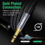 AGARO 3.5mm Audio Cable Stereo Aux 90 Degree Right Angle Aux Cable 24K Gold Plated Male to Male Hi-Fi Sound for Car, Home Stereos, Speakers & More 1M/ 100CM/ 3.2 Ft, Silver & Black, (33664) - Image 5