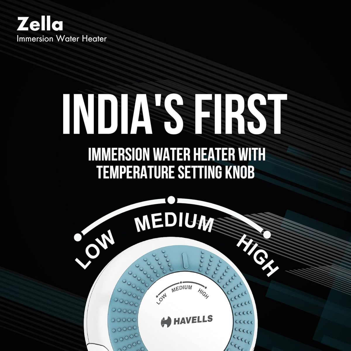 Havells Plastic Zella 1500 watts Immersion Heater|Automatic Cut-Off,Temp. Setting,Isi Mark 3 Pin Molded Plug|Protection Cover,Nickel Plating,Smart Switch For Safe Operation,Warranty: 2 Year|(Blue) - Image 2