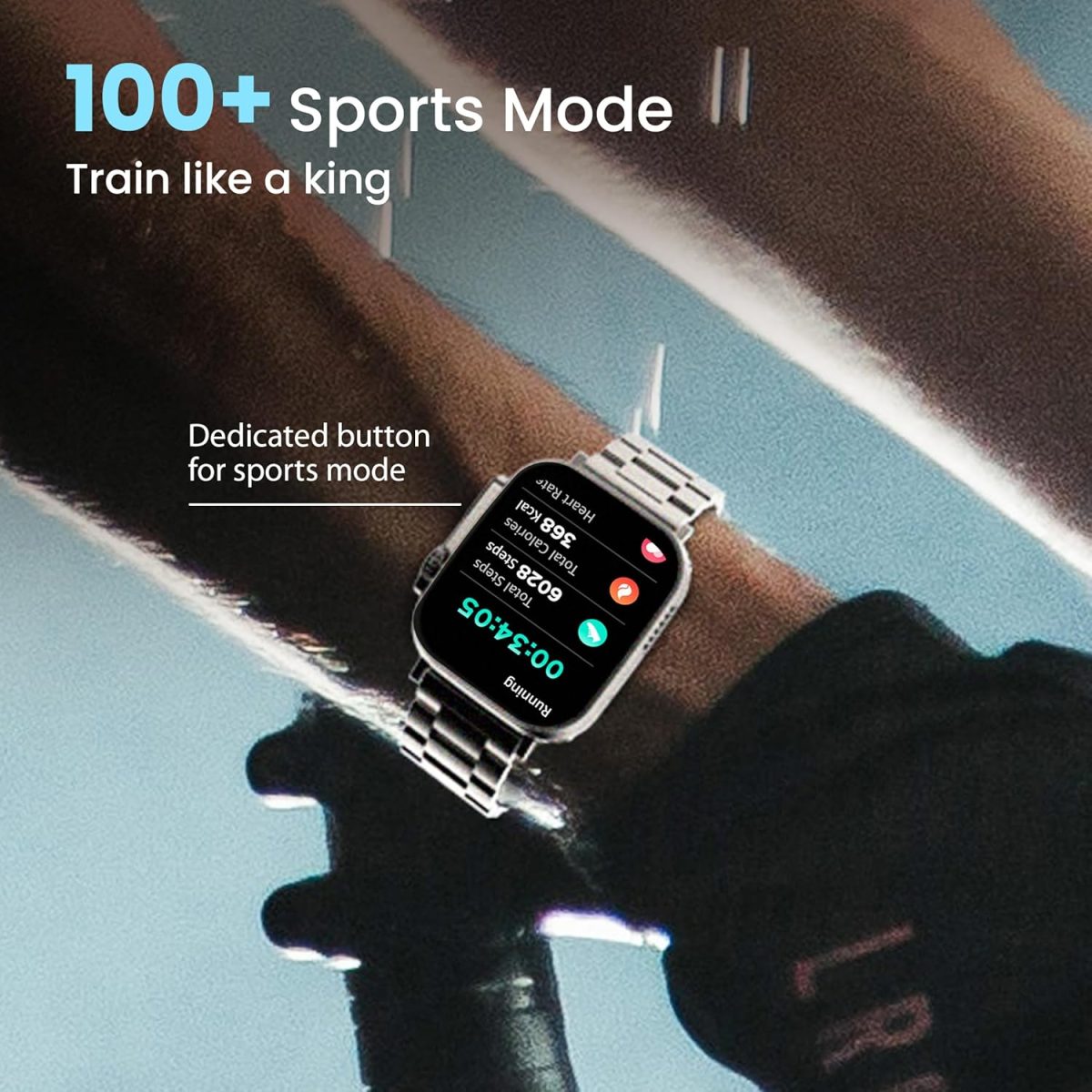 GOBOULT Newly Launched Crown Smart Watch 1.95'' Screen, BT Calling, Working Crown, Zinc Alloy Frame, 900 Nits Brightness, AI Voice Assistant, SpO2 Monitoring, 120+ Sports Mode (Chrome) - Image 7