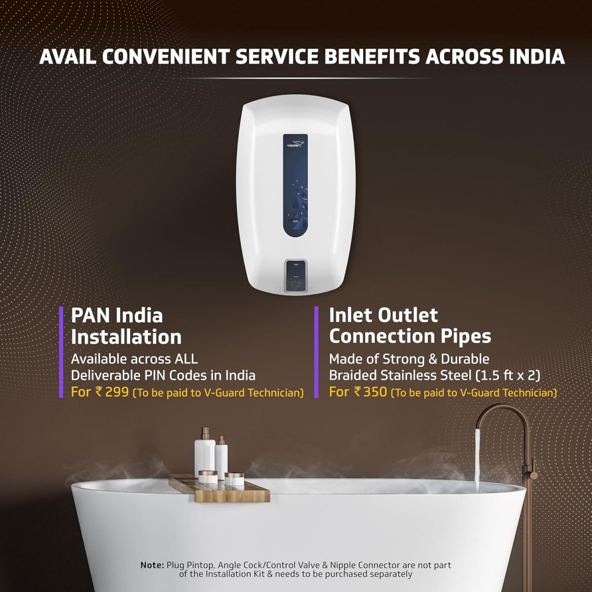 V-Guard Zio Instant Water Geyser | 3 Litre | 3000 W Heating | White-Blue | | 2 Year Warranty - Image 7