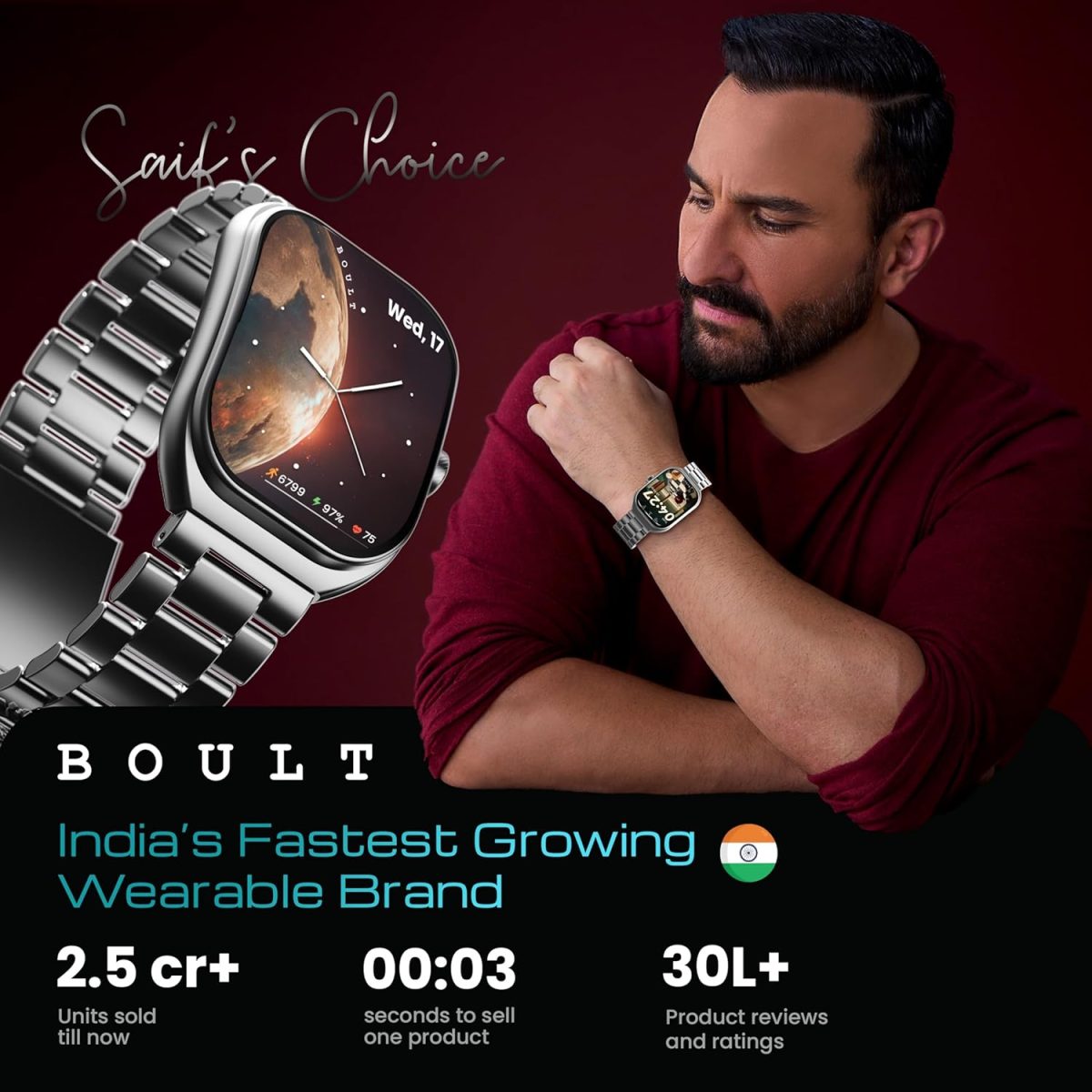 Boult Newly Launched Trail Pro Smartwatch 2.01'' 3D Curved Screen+AMOLED, BT Calling 5.3, 600 Nits Brightness, IP68, 250+ Watchfaces, 120+ Sports Modes, AI Voice Assistant, SpO2 Tracking (Chrome) - Image 17