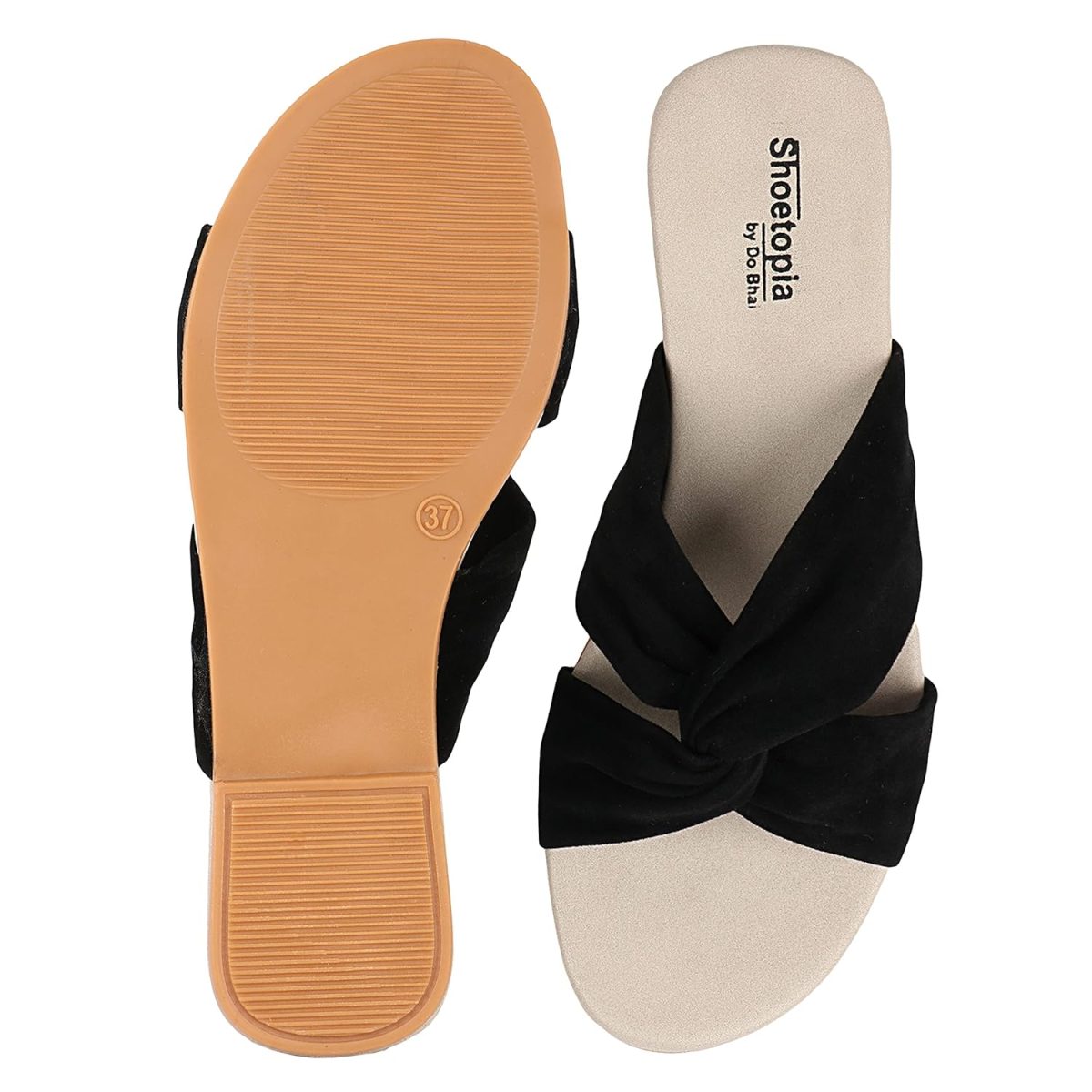 Shoetopia Girls Flat Slide Sandals – Soft Suede Knot Strap Casual Summer Slip-Ons for Everyday Comfort Stylish, |Footwear Lightweight| Durable Design Perfect for Casual Outings Women - Image 4