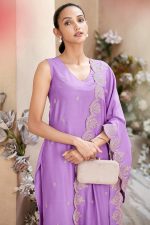 MOKOSH Women's Solid Chinon Embroidered V Neck Sleeveless Kurta and Pant with Dupatta Set - Image 2