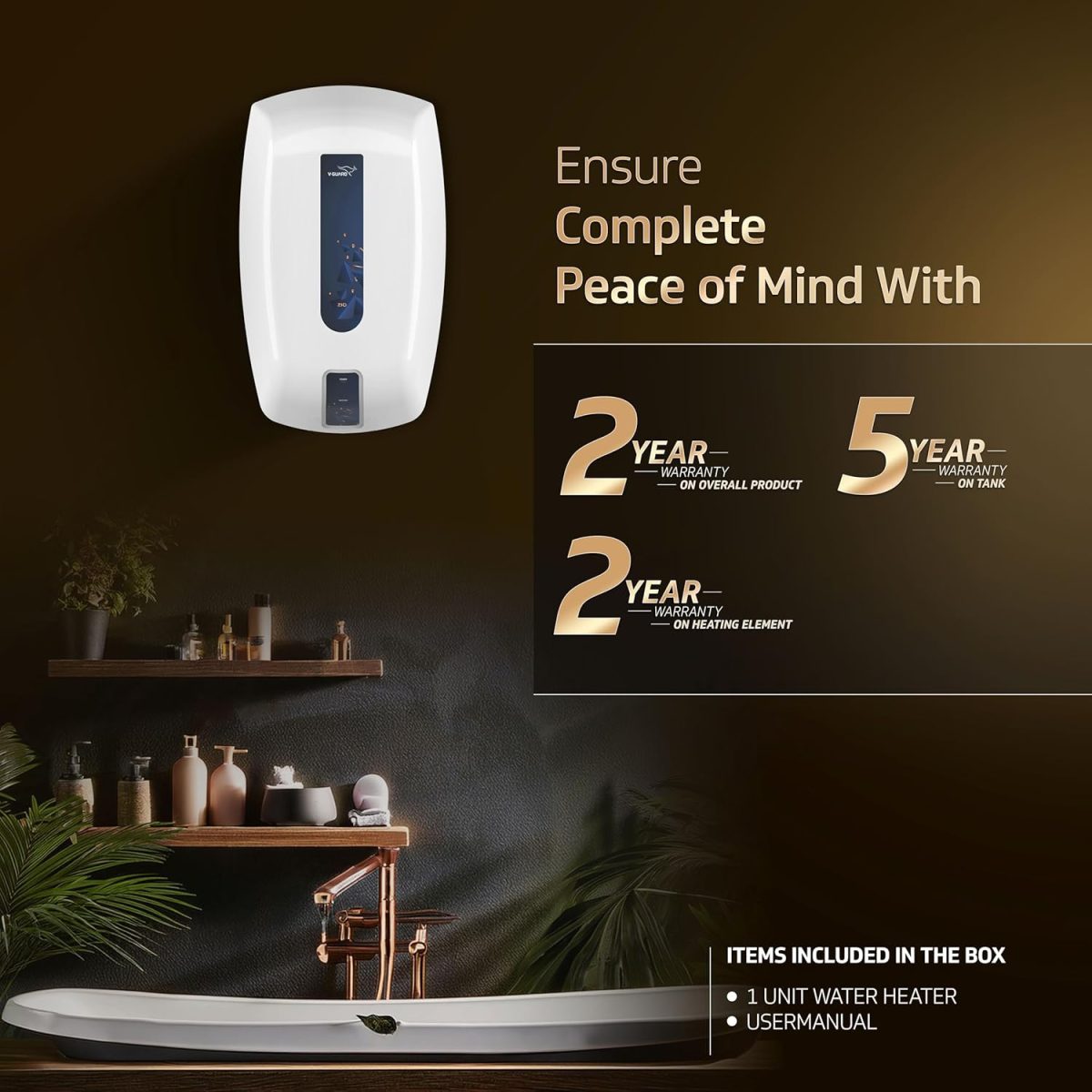 V-Guard Zio Instant Water Geyser | 3 Litre | 3000 W Heating | White-Blue | | 2 Year Warranty - Image 6