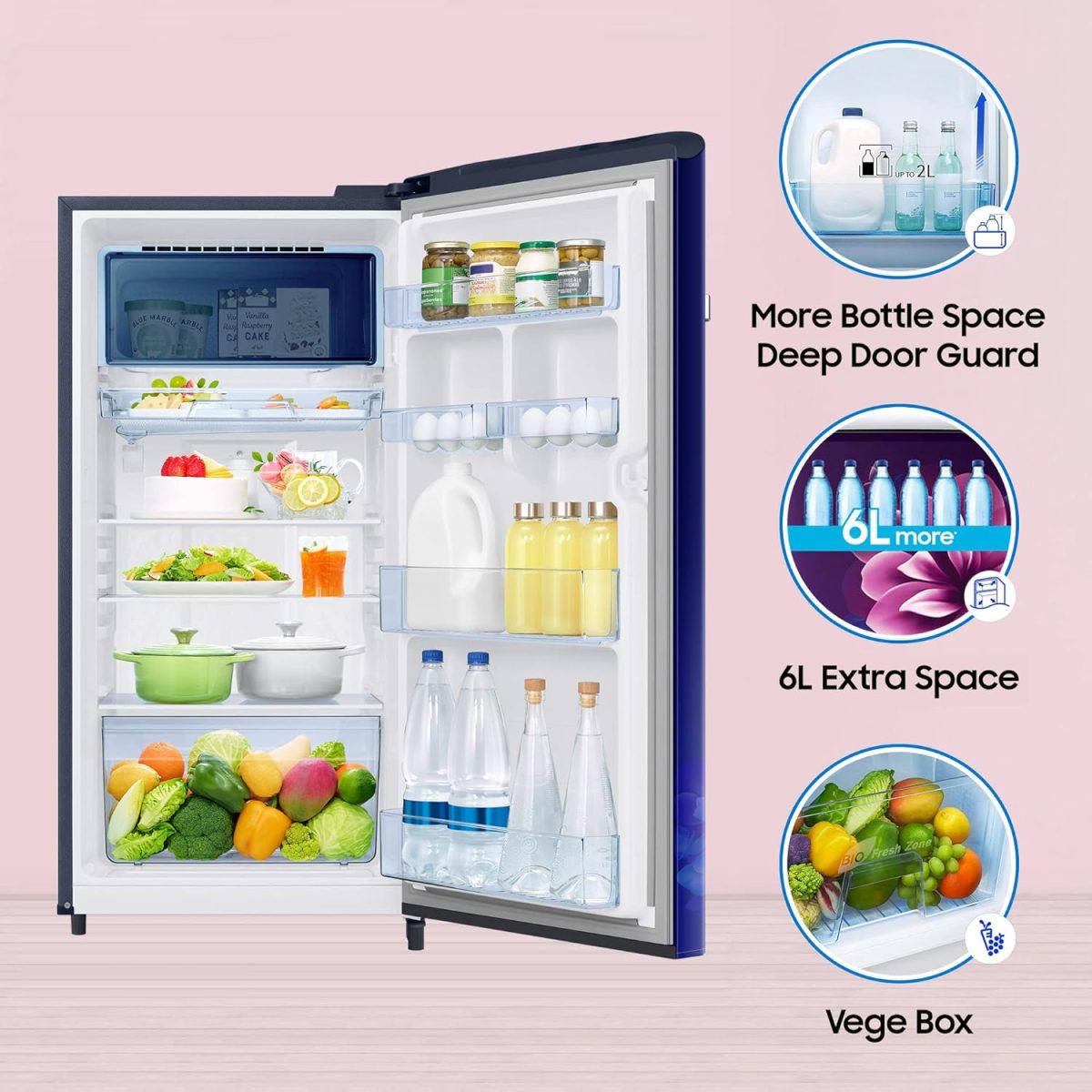 Samsung 189 L, 5 Star, Digi-Touch Cool Digital Inverter, with Display Direct-Cool Single Door Refrigerator (RR21C2E25HS/HL, Hydrangea Blue, 2023 Model) - Image 3