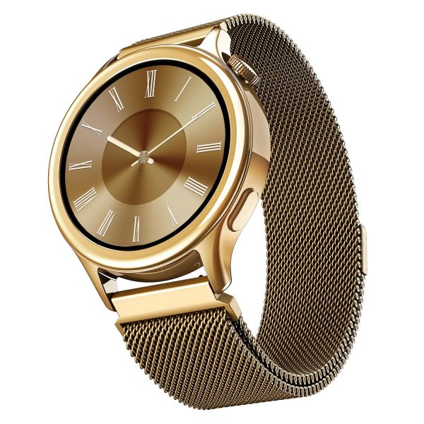boAt Enigma Daze Women's Luxury Smart Watch w/ 1.3”(3.3cm) Luminous Display, Emergency SOS Live Location Sharing, Functional Crown, Watch Face Studio, QR Tray, BT Calling, HR & SpO2 (Metallic Gold)
