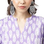 FIORRA Women's Light Purple Cotton A-Line Kurta with Pant - Image 5