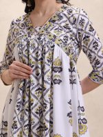 GRECIILOOKS Women's Jaipuri Printed Anarkali Kurta Set with Dupatta | Cotton Blend Long Flared Ethnic Dress for Festive - Image 5