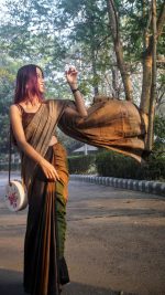 DURGA HANDLOOMS Womens Soft Handloom Cotton Saree with Stripes | 5.5 meter | Color Block Design | Soft & Breathable | Lightweight Saree - Image 5